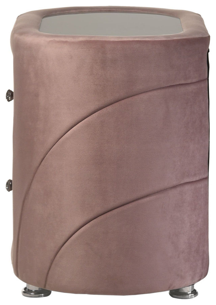 ACME Salonia Nightstand, Pink Velvet