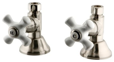 Kingston Brass Straight Stop Shut Off Valve, Brushed Nickel