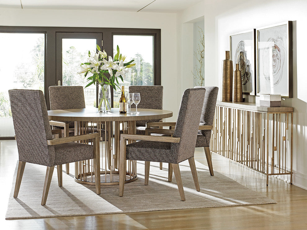 Rendezvous Round Metal Dining Table With Wooden Top