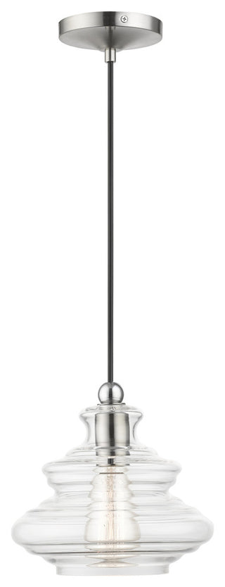 1 Light Brushed Nickel Pendant, Chrome Finish Accents