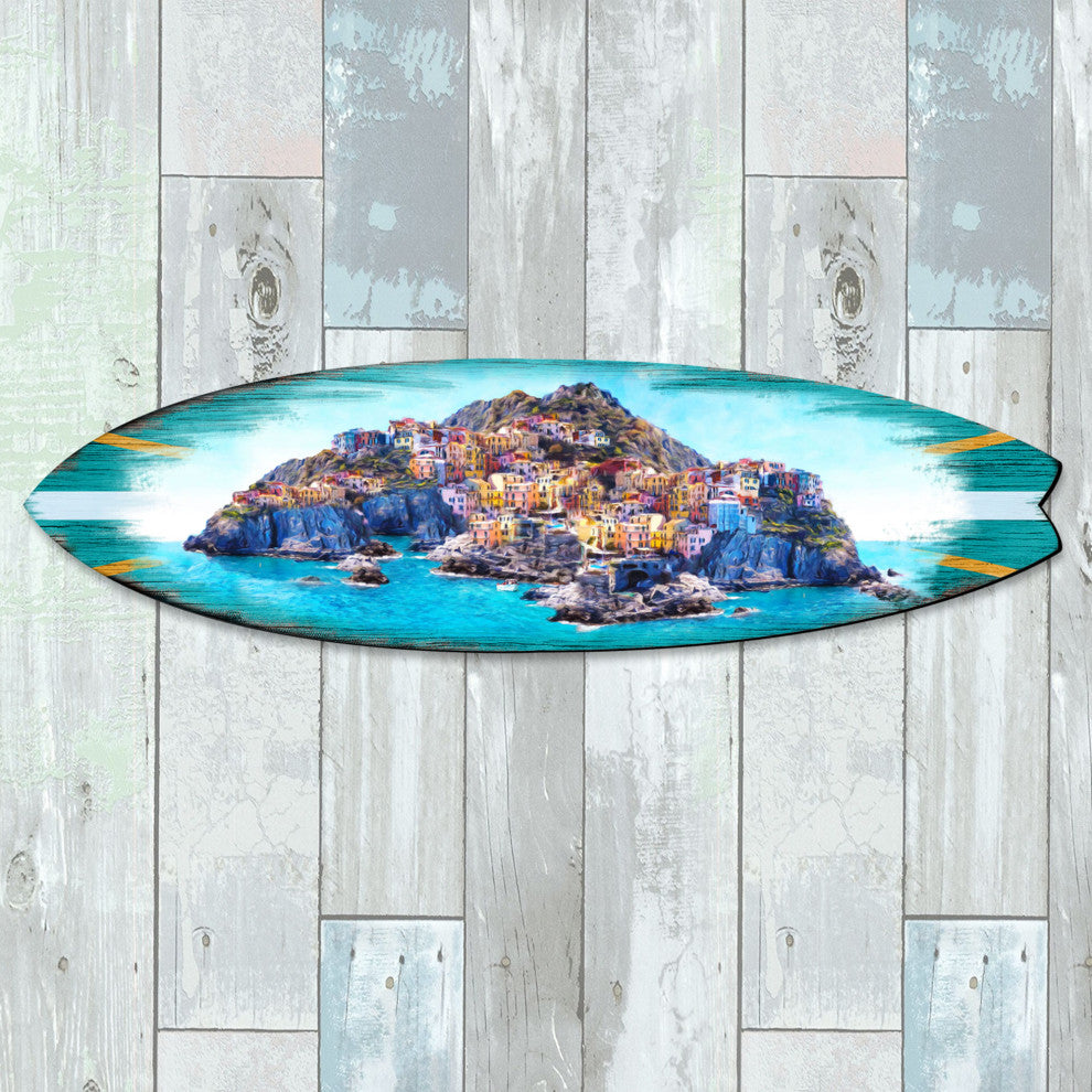 Island Surfboard Coastal Door Art, Approximate Size: 48x13.5