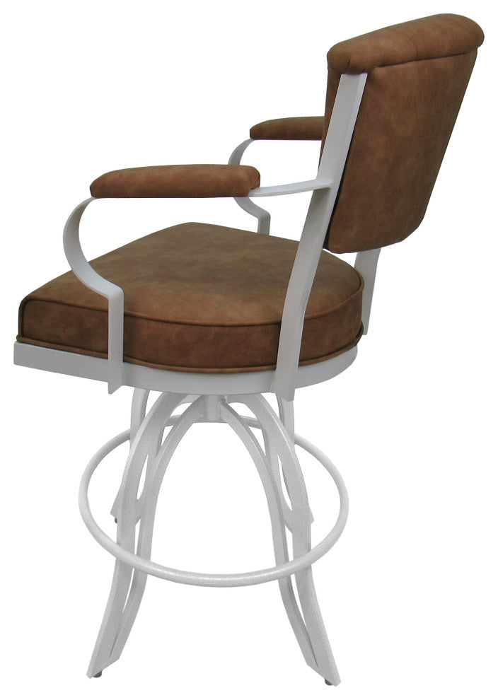 Miami Counter Metal Bar Stool A Base, Brown Vinyl White, 30"