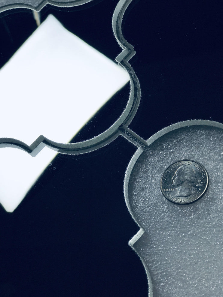 Reflections 9"x14" Mirror Arabesque Waterjet Mosaic in GRAPHITE Glossy