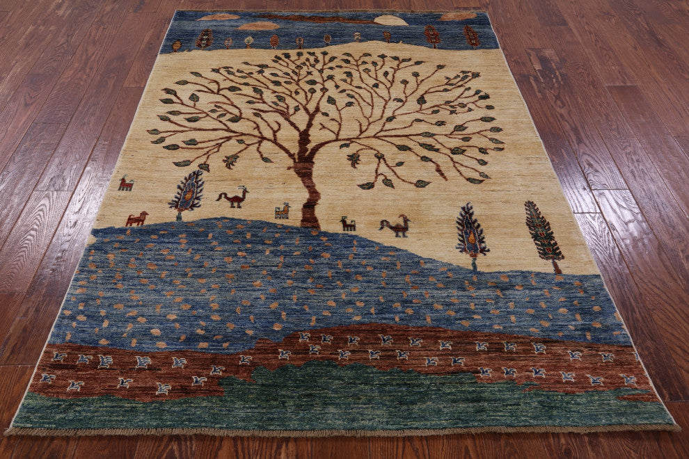 4' 9" X 6' 4" Tribal Persian Gabbeh Hand Knotted Rug - Q12290