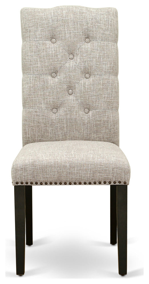 3 Pc Kitchen Set, Table, 2 Doeskin Chairs Button Tufted Back
