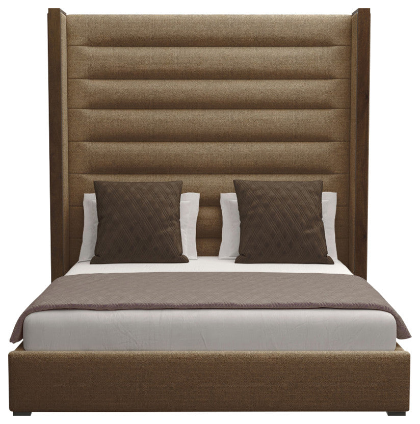 Nativa Interiors Irenne Horizontal Channel Bed, Brown, Queen, High 87"