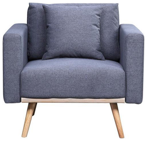 Easton Dark Gray Linen Fabric Chair With Usb Charging Ports Pockets