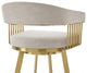 Chelsea Swivel Counter Stool, Gold Brushed Stainless Steel, Taupe Fabric, 26"