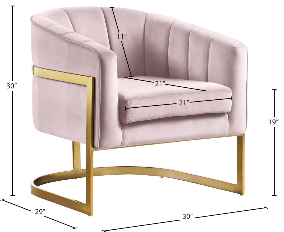 Carter Velvet Upholstered Accent Chair, Pink