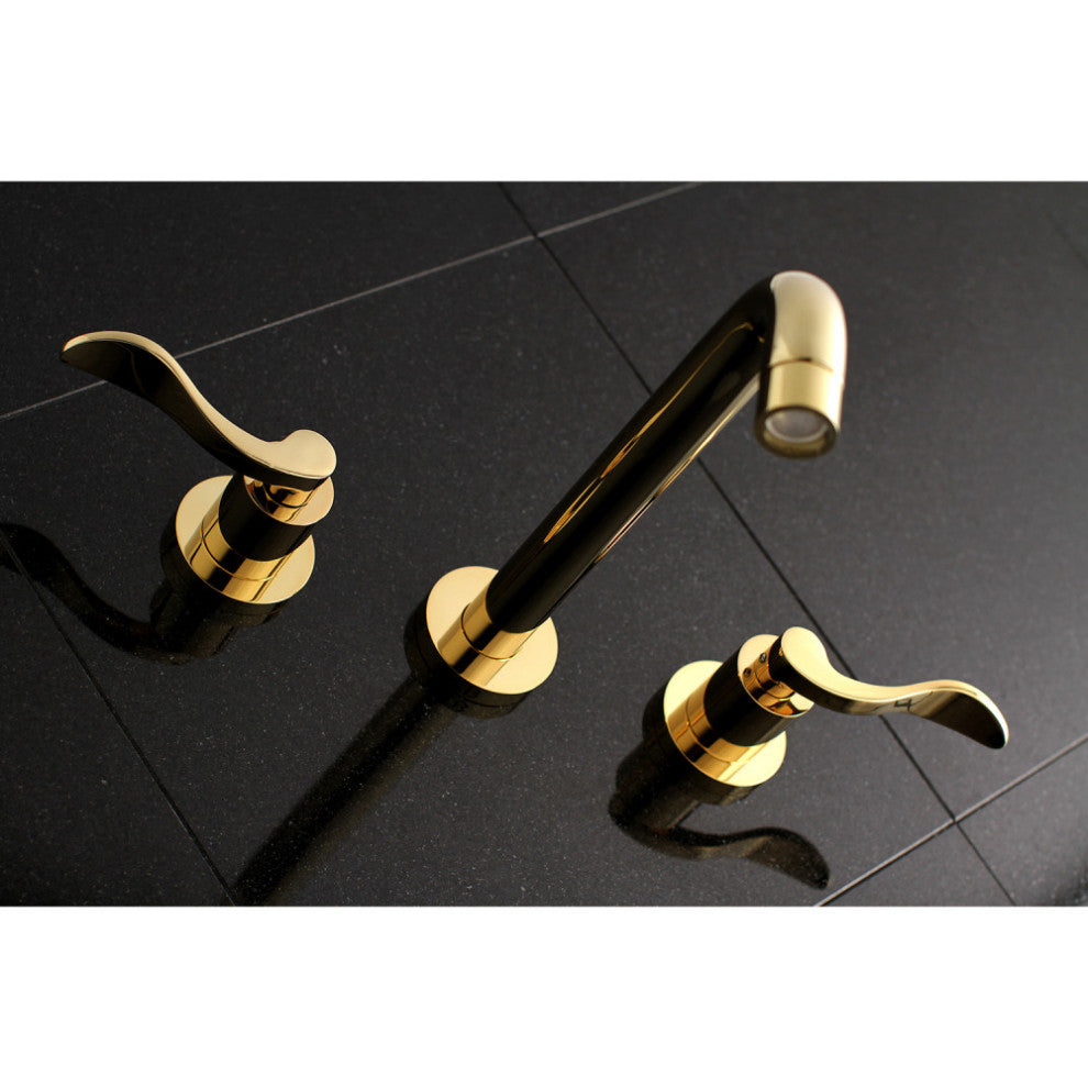 Kingston Brass Two-Handle Wall Mount Tub Faucet, Polished Brass