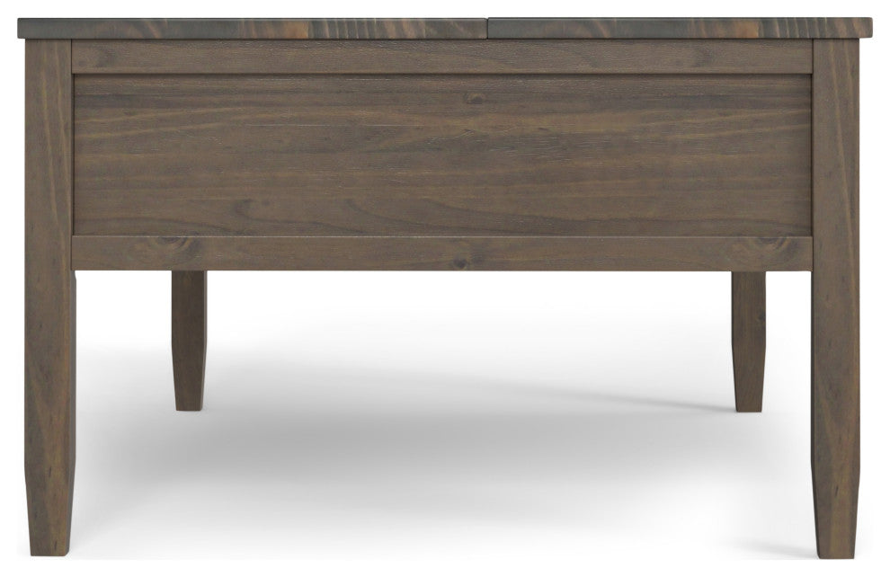 Ela Solid Wood Lift Top Coffee Table, Smoky Brown