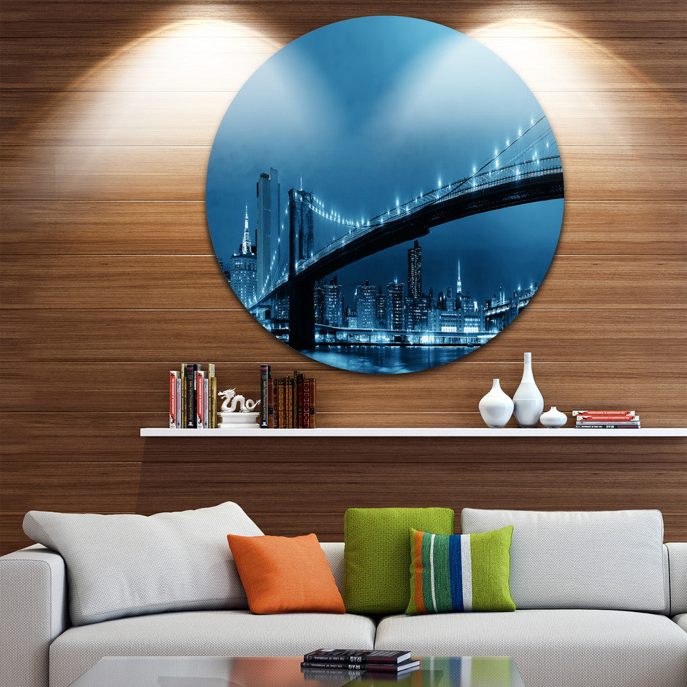 Manhattan Downtown Urban View, Cityscape Round Wall Art, 23"