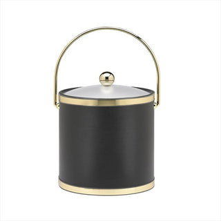 Kraftware Sophisticates Ice Bucket With Bale Handle, Black With Polished Gold
