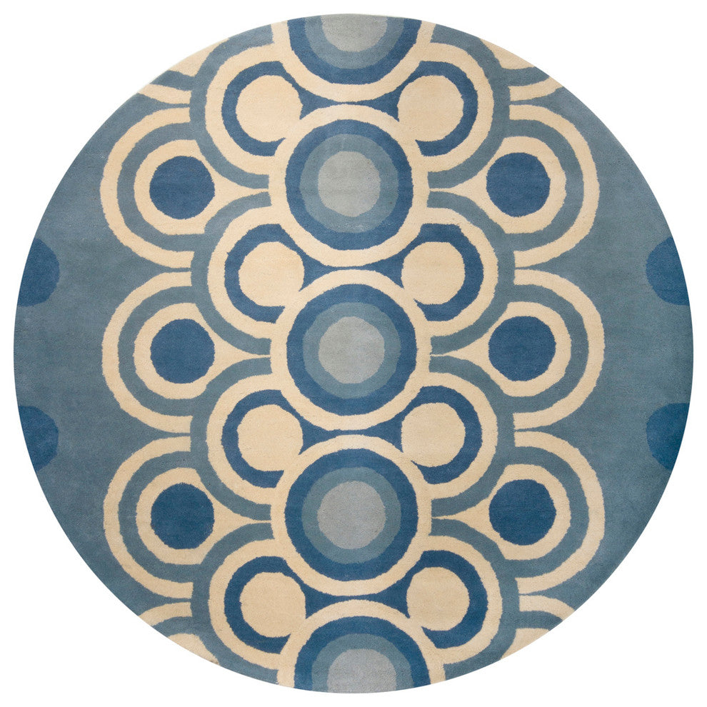 Fresca Contemporary Area Rug, Blue, 7'9" Round