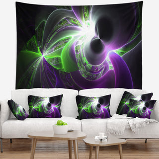 Glowing Purple Green Plasma Abstract Wall Tapestry, 80"x68"