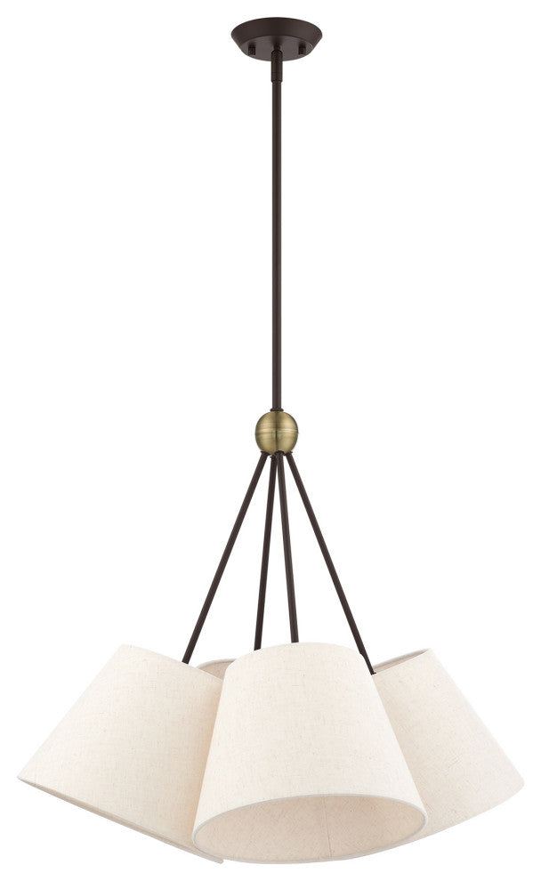 Livex Lighting Prato 4 Light Bronze With Antique Brass Accents Chandelier