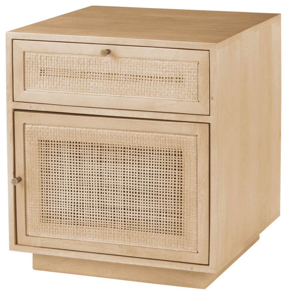 Grier 19.0Lx19.0Wx21.0H Light Brown Wood and Cane Accent Table