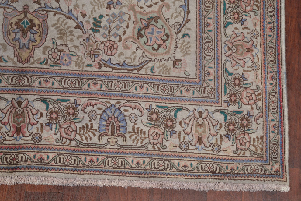 Consigned, Traditional Handmade Vintage Oriental Persian Faded Rug, Gray, 6x10