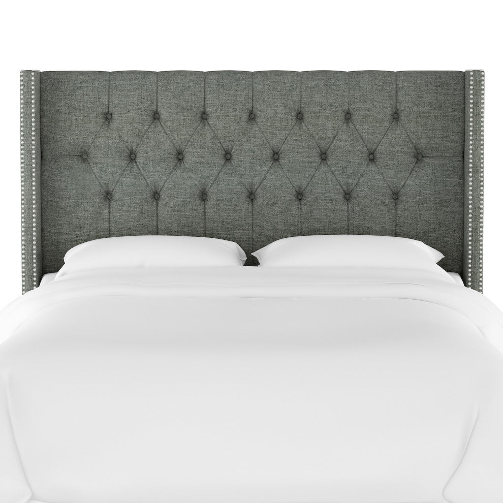 Monarch Cal King Tufted Wingback Headboard, Zuma Charcoal
