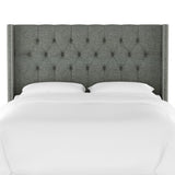 Monarch Cal King Tufted Wingback Headboard, Zuma Charcoal