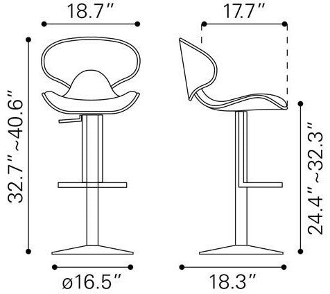 Zuo Modern Fly Bar Chair Gray