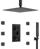 Digital Shower System 12" Rainfall Shower Head With 6 Body Jets, Matte Black