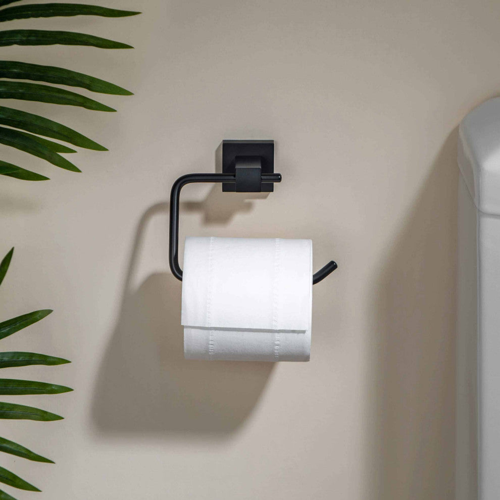 Cube Bathroom Toilet Paper Holder, Matte Black