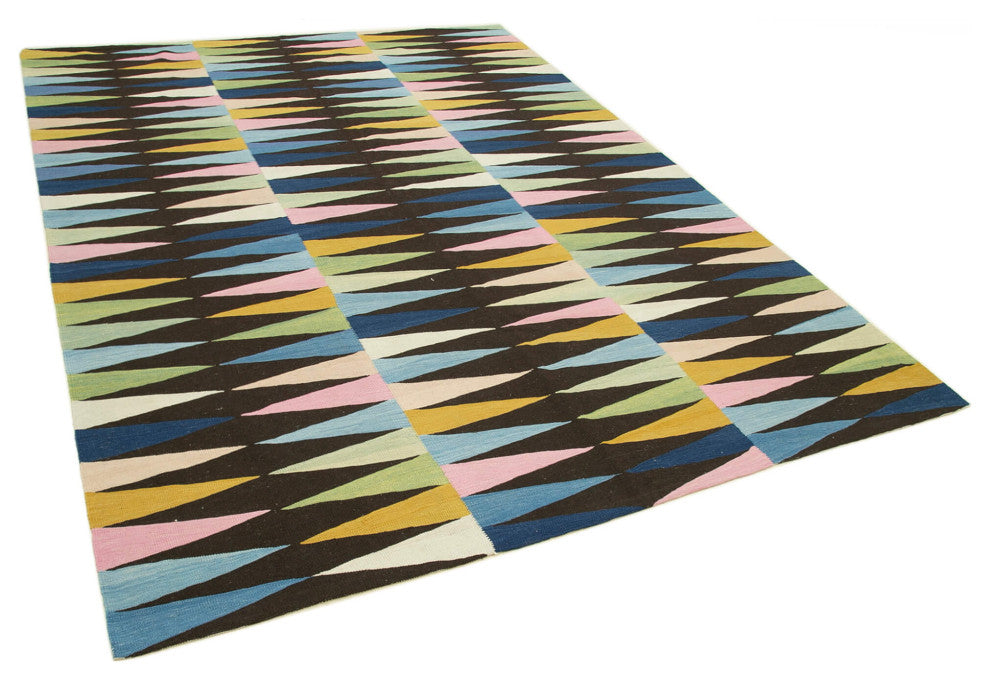 Rug N Carpet - Handwoven Turkish 7' 8'' x 10' 2'' Flatweave Wool Kilim Rug