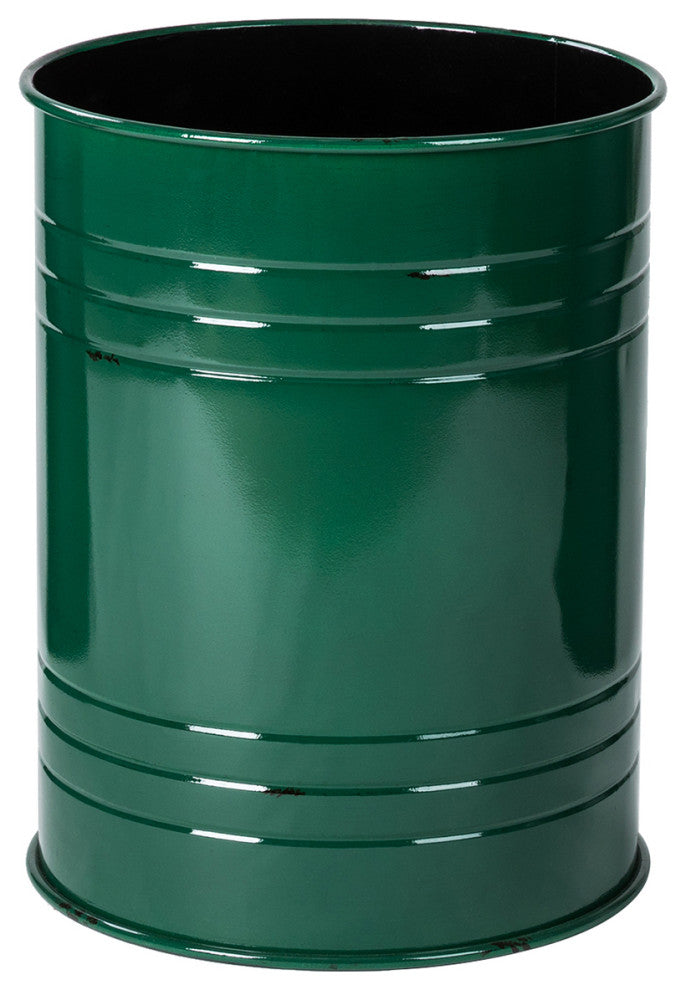 Farmhouse Metal With Solid Wood Seat Storage Stool, Set of 2, Hunter Green