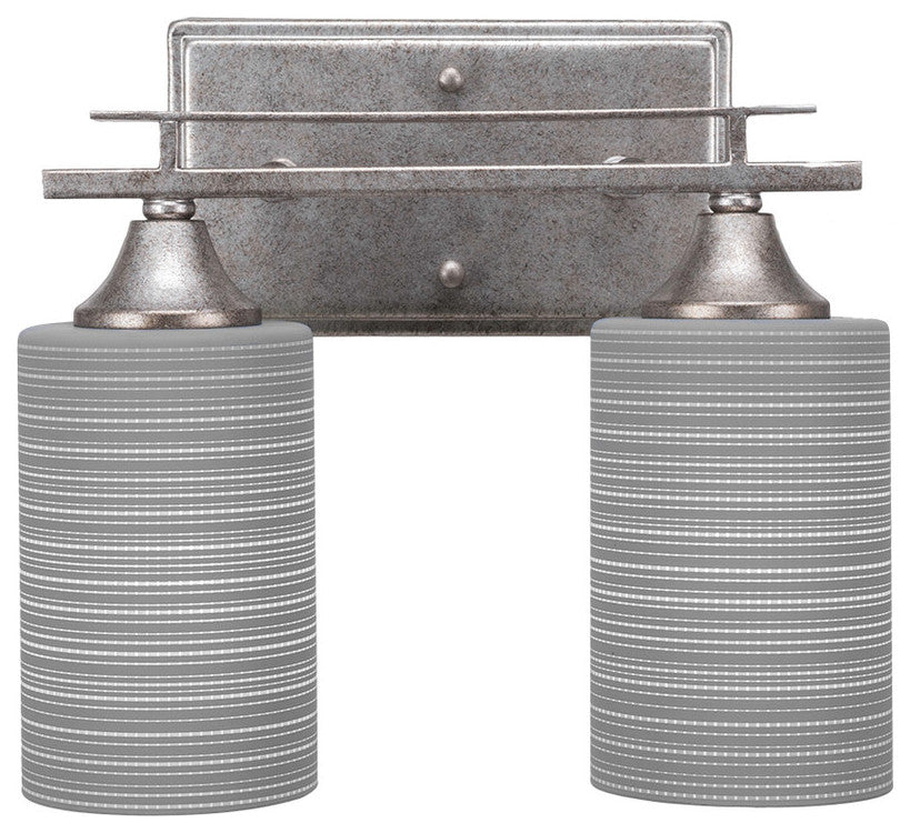 Uptowne 2-Light Bath Bar, Aged Silver/Gray Matrix
