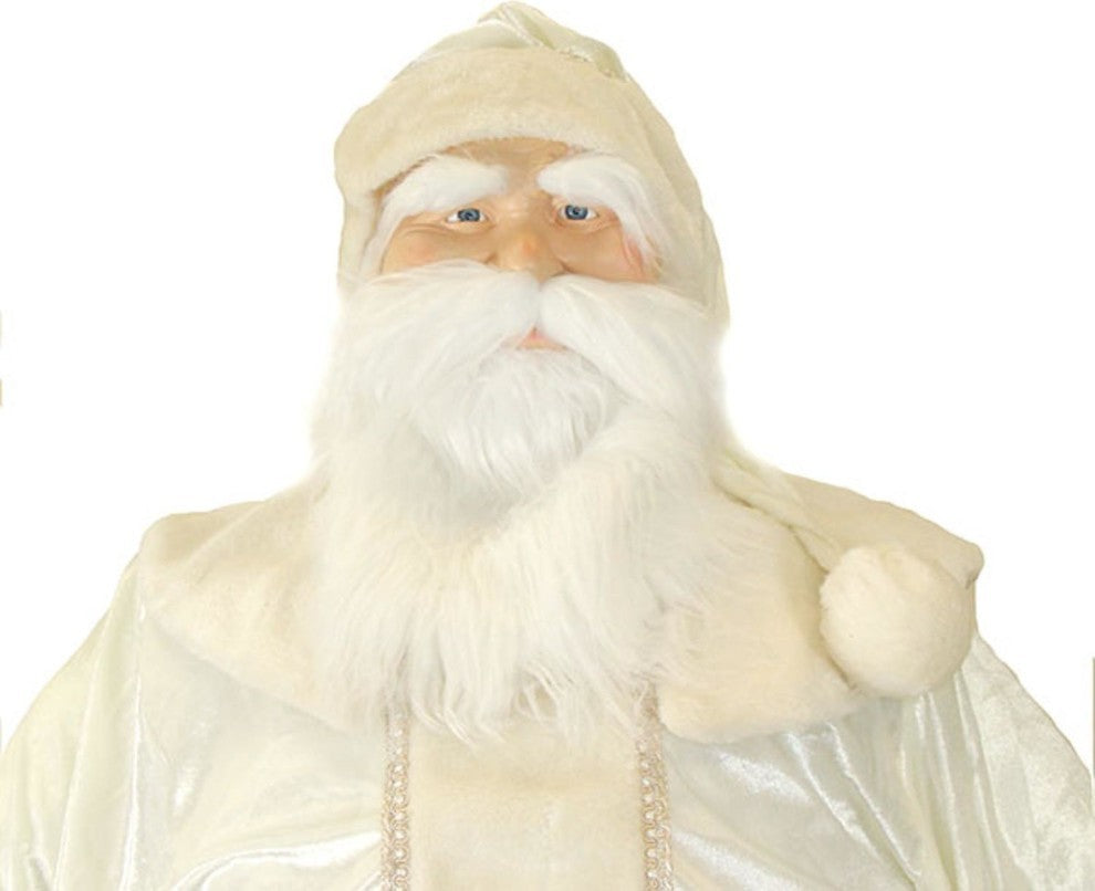 Huge 6' Life-Size Deluxe Cream Velvet Santa Claus, Sitting or Standing