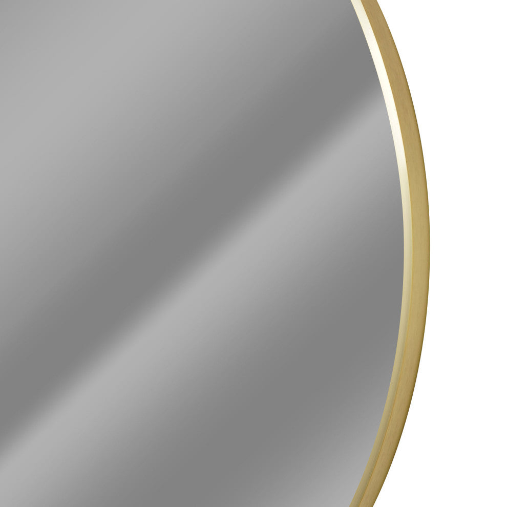 Gold Round Thin Metal Framed Decorative Hanging Mirror - 30 x 30