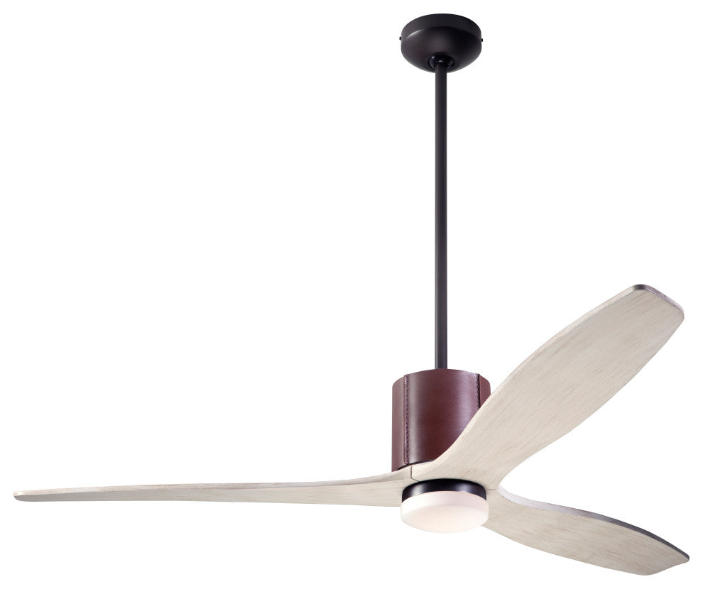LeatherLuxe Fan, Bronze/Choc., 54" Whitewash Blade With LED, Wall and Remote