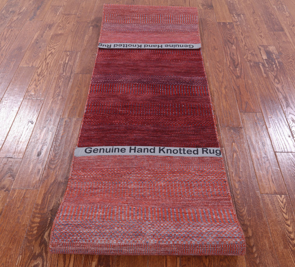 Runner Savannah Grass Hand-Knotted Wool and Silk Rug 2' 5" X 10' 1" Q11950