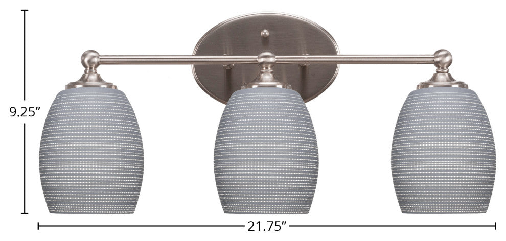 Capri 3-Light Bath Bar, Brushed Nickel/Gray Matrix