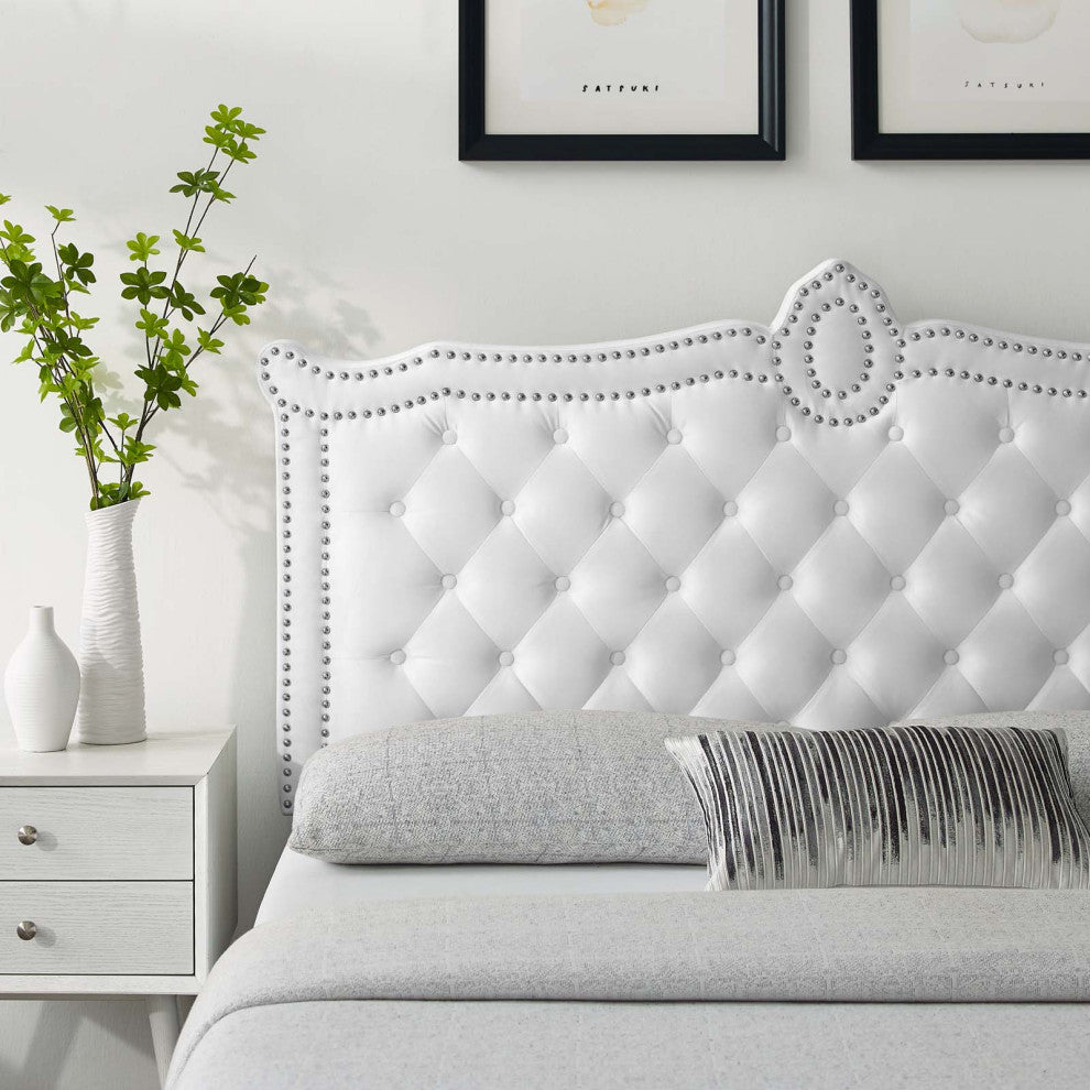 Louisa Tufted Performance Velvet Twin Headboard, White