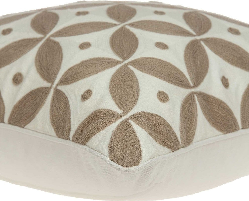 20" X 7" X 20" Transitional Beige And White Accent Pillow Cover With Poly Insert