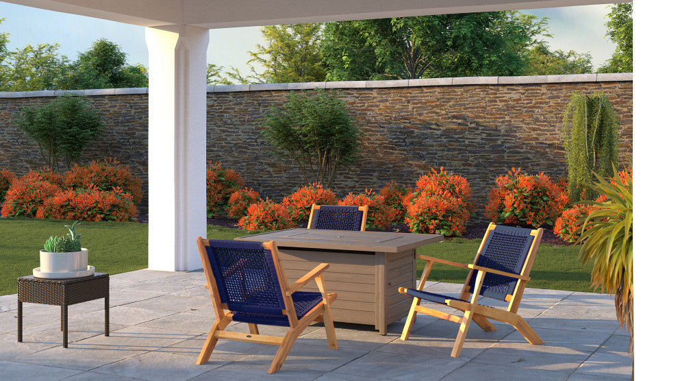 Vega Natural Stain Outdoor Chair in Navy Blue Cording