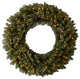 4' Large Flocked Artificial Christmas Wreath With Pinecones, 150 Clear LEDs