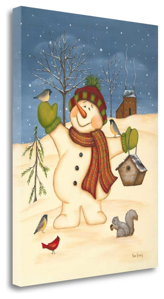 "Snowman Bird House" By Kim Lewis, Giclee Print on Gallery Wrap Canvas