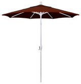 7.5' Matted White Push-Button Tilt Crank Aluminum Umbrella, Brick Pacifica