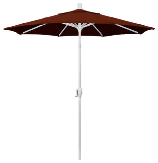 7.5' Matted White Push-Button Tilt Crank Aluminum Umbrella, Brick Pacifica
