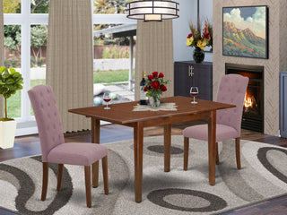 3Pc Dinette Set, Rectangular Table, Butterfly Leaf, Two Chairs, Mahogany