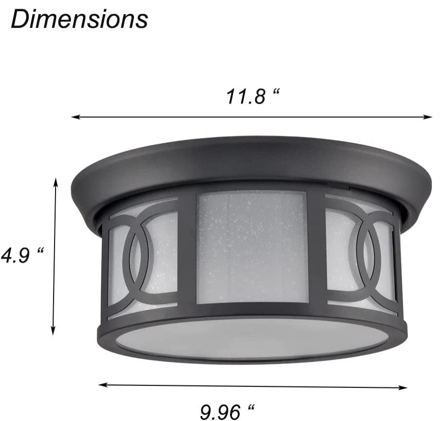 2 Light Ceiling Light Fixture, Industrial, Matte Black Flush Mount