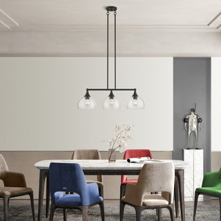 3 Light Black Linear Chandelier