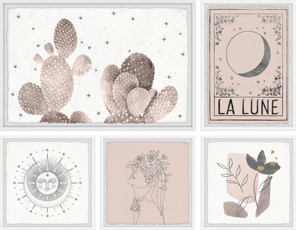 Cactus in Snow Pentaptych, 5-Piece Set