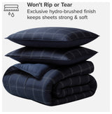 Bare Home Down Alternative Comforter Set, Dark Blue - Modern Plaid, Queen