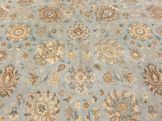 Turkish-Knotted Morvarid Light Blue/Beige Rug, 10'x14'2"