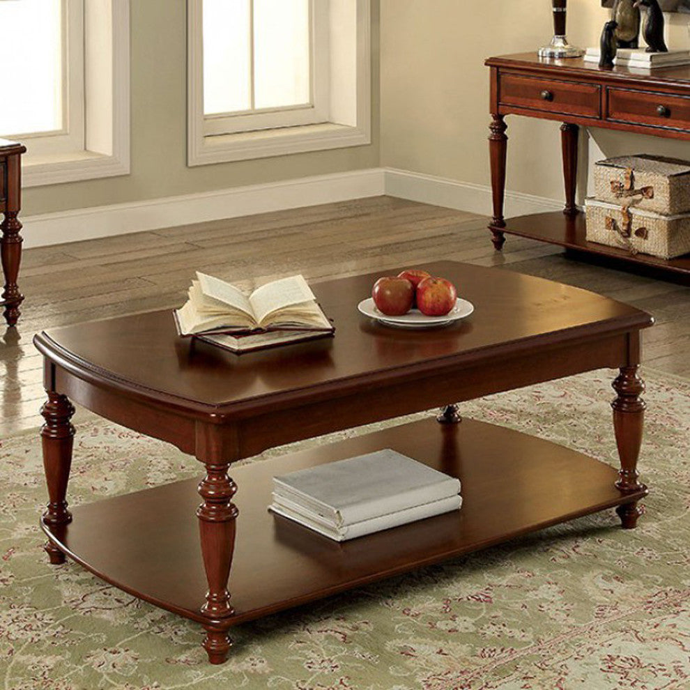 Samira Transitional Coffee Table, Walnut Finish