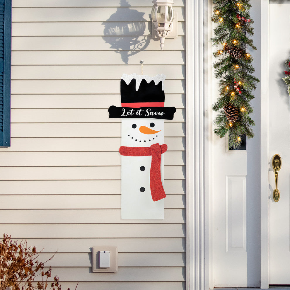 36"H Metal Glittered Snowman Porch Decor